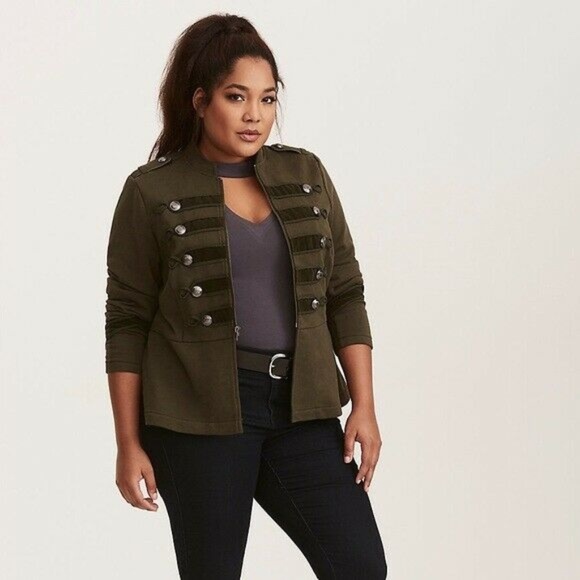 torrid Jackets & Blazers - Torrid Embellished Zip Front Military Jacket 2x